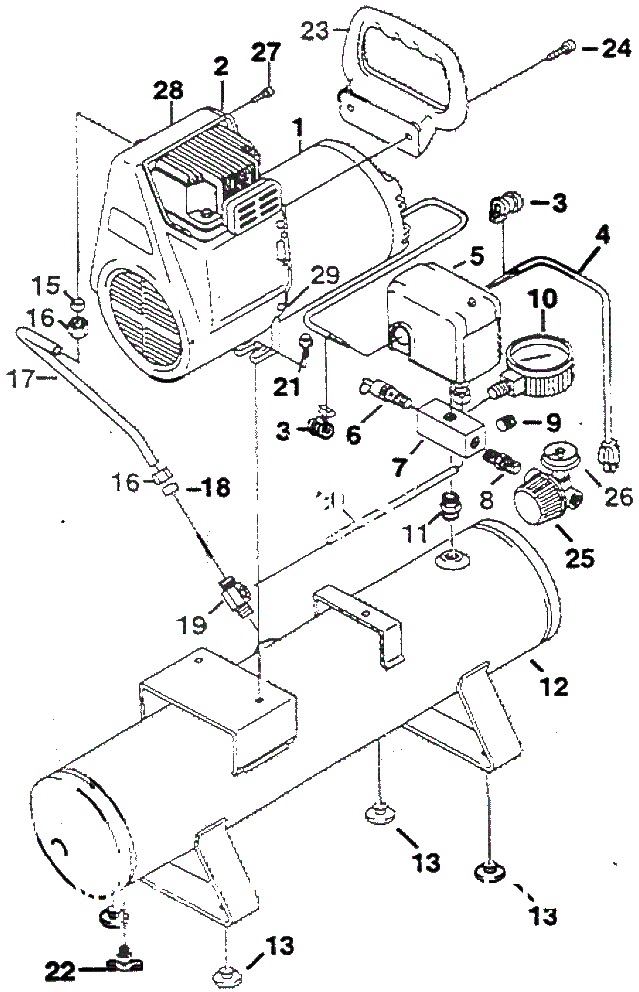 Air-Compressor Parts Diagram and Parts List for WL5003  Campbell Hausfeld Compressor